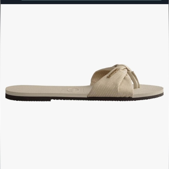 Havaianas St. Tropez Shine Cream and Gold Sandals with Elegant Bow size 6 - Picture 7 of 7